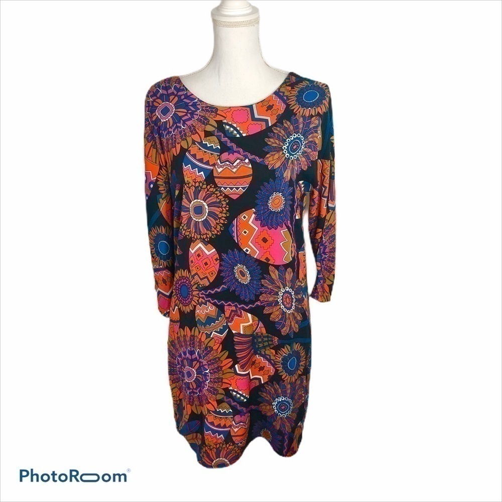 Julie Brown Colorful V-back Dress Small Women’s Egg Print Easter